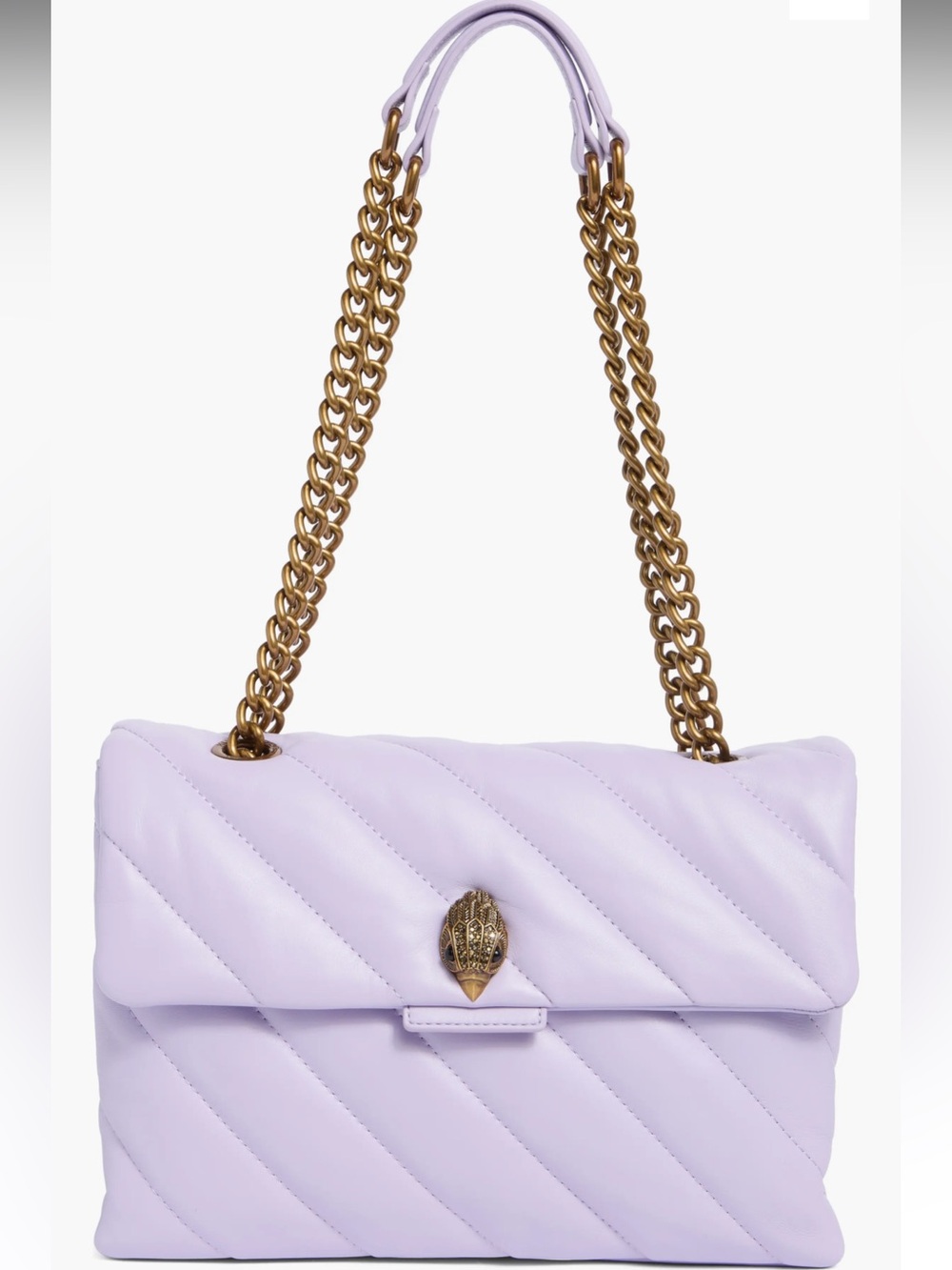 Kurt Geiger large Lilac Quilted Shoulder Bag with Gold Chain Strap